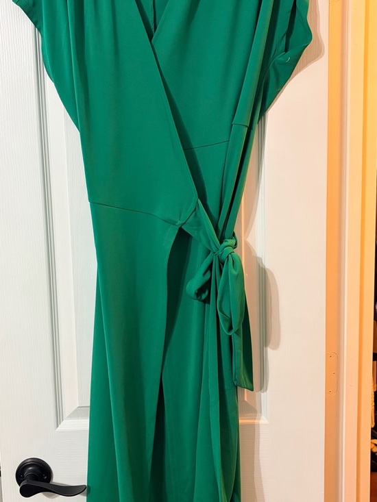 Mango Dresses & Skirts - Mango Emerald Green Wrap Midi Dress with Side Tie